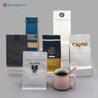 Flat Bottom Tea Coffee Packaging Bag Compostable Coffee Bags With Valve And Zipper